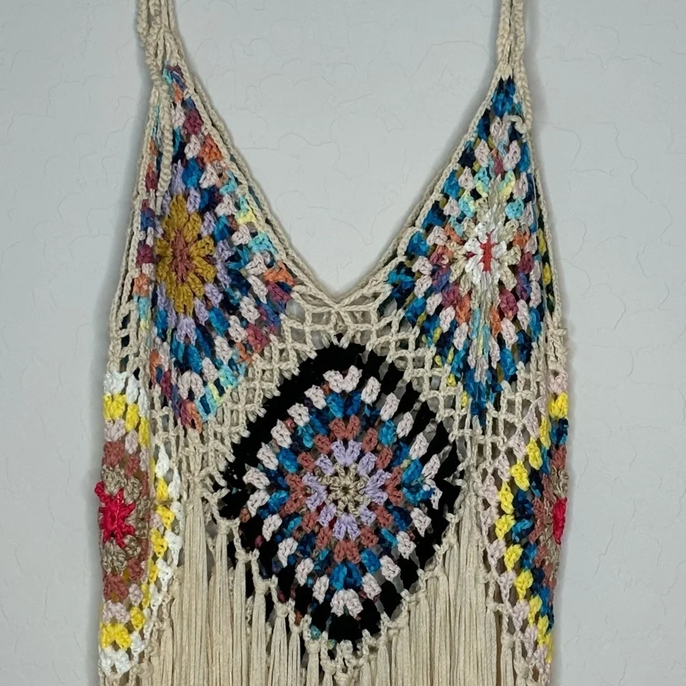 Shein Embroidery Bohemian Knitted Top size Medium Multicolor - Picture 4 of 7